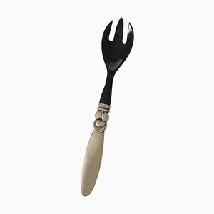 Cactus Sterling Silver Fork with Black Plastic from Georg Jensen, 1940s
