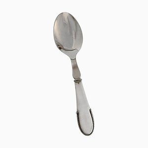Beaded Serving Spoon in Sterling Silver & Steel from Georg Jensen, 1940s