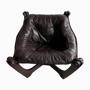Luna Brown Leather Chair by Odd Knutsen, 1970s