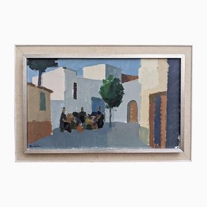 Scena di strada, anni '50, Olio su tela, con cornice