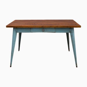 T55 Schreibtisch oder Esstisch mit Holzplatte von Xavier Pauchard für Tolix, 1950er