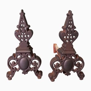 French Iron Andirons, Late 19th Century, Set of 2