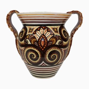 Earthenware Vase by P. Fouillen for Maison Henriot, 1940s