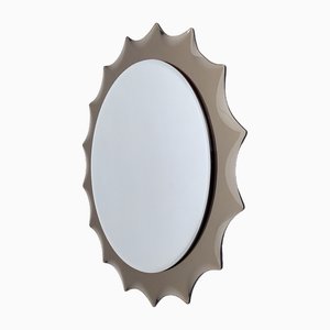 Postmodern Sun Shaped Bronze Wall Mirror in the style of Cristal Art, Italy