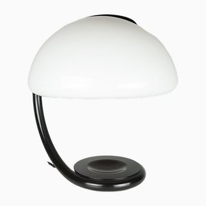 Lampe de Bureau Abat-jour en Métal Noir et Verre Acrylique Blanc par Elio Martinelli pour Martinelli Luce, 1960s