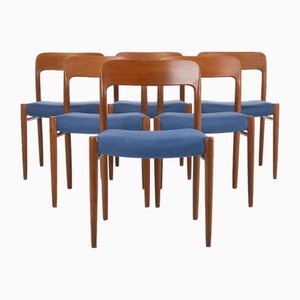 Model 75 Dining Chairs by Niels Otto Møller for J.L. Møllers Furniture Factory, Denmark, 1960s, Set of 6