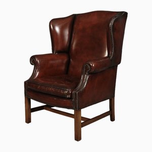 Wing Chairs in Hand Dyed Leather, 1920s, Set of 2