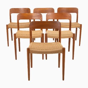 Model 75 Dining Chairs by Niels Otto Møller for J.L. Møllers Furniture Factory, Denmark, 1960s, Set of 6
