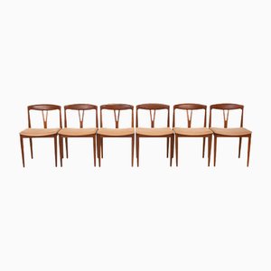 Dining Chairs in Teak and Peach, 1960s, Set of 6