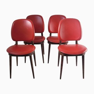 Pegase Chairs in Mahogany and Skaï from Baumann, 1960s, Set of 4