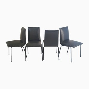 Vintage Chairs in Leatherette and Steel by Pierre Guariche for Meurop, 1960s, Set of 4