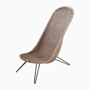 Mid-Century Chair in Rattan and Steel by Jean Royère, 1950s