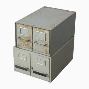 Industrial File Cabinets in Metal, 1980, Set of 2