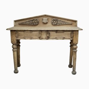 Tavolo da ingresso vittoriano in quercia sbiancata, fine XIX secolo