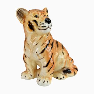 Large Ceramic Tiger Cub, Italy, 1980s