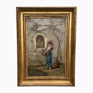Italian Artist, Figurative Scene, 19th Century, Oil, Framed