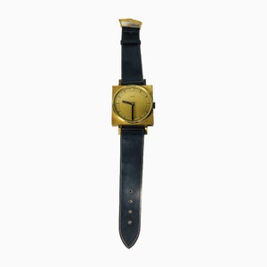 Horloge Murale Mercedes Mid-Century avec Bracelet en Cuir Noir, 1980s