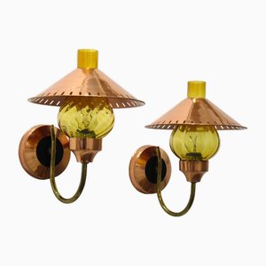Wall Lamps in Copper, 1950s, Set of 2