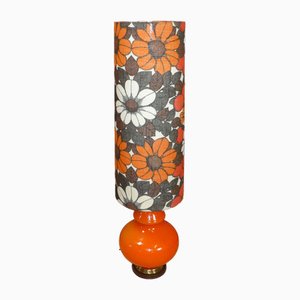 Lampadaire Flower Power avec Socle en Verre Illuminé Orange, 1970s