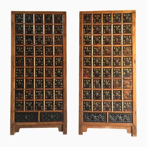 Qing Dynasty Acehecary Cabinets in Elm, 1871, Set of 2
