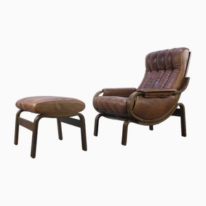 Reclining Orbit Lounge Chair with Ottoman by Ingmar Relling for Westnofa, 1960s, Set of 2