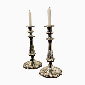 19th Century Silver-Plated Candleholders, 1880s, Set of 2