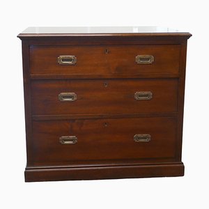 Mahogany 3-Drawer Campaign Chest from HMS Renown, 1850s