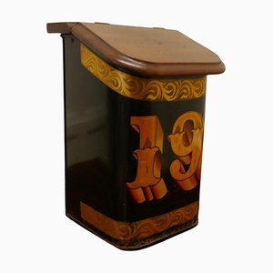 Lata de té de tienda de comestibles Toleware del siglo XIX