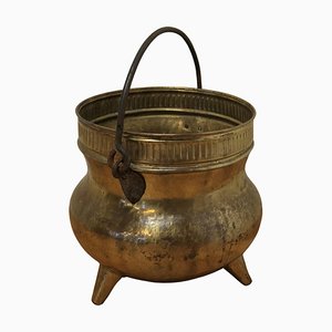 19th Century Brass Coal Bucket on Feet, 1880s