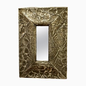 Art Nouveau Style Wall Mirror in Hand Beaten Metal, 1960s