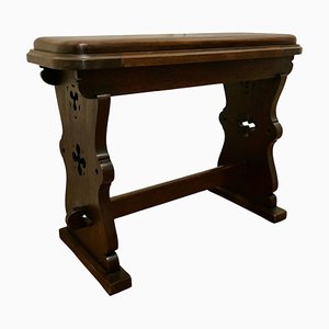 Arts and Crafts Carved Oak Window Seat or Hall Bench, 1880s