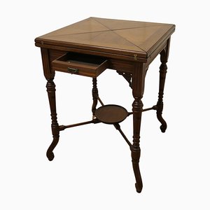 Victorian Envelope Card Table with Gaming Wells, 1880s