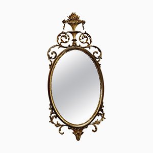 Large Gold Crested Oval Wall Mirror in Rococo Style, 1970