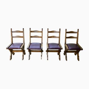Antique Dining Chairs in Golden Oak, 1900, Set of 4