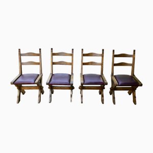 Chaises de Salle à Manger Antiques en Chêne Doré, 1900, Set de 4