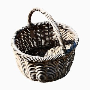 Large Antique French Wicker Bread Basket, 1900