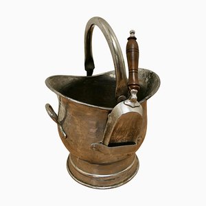 Arts and Crafts Hammered Steel Helmet Coal Scuttle, 1880