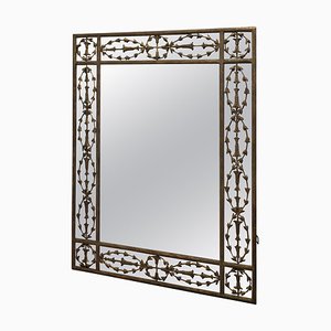 Large Margin Wall Mirror in Gilded Iron, 1930