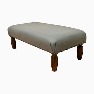 French Long Foot Stool in Leather, 1920