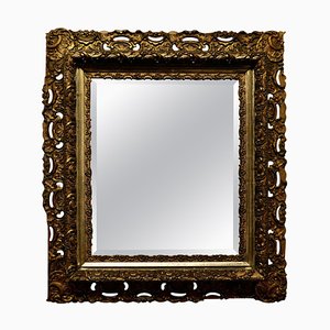 Large Antique Square Gilt Rococo Wall Mirror, 1800