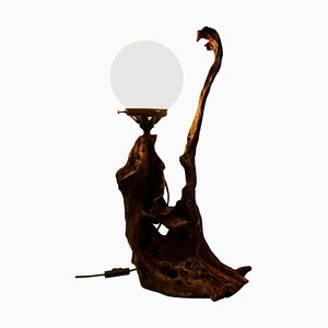 Folk Art Root Carved Table Lamp, 1930