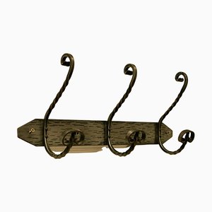 Hat and Coat Hooks in Polished Steel and Wrought Iron, 1960