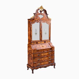 Early 20th Century Trumeau Secretaire with Finely Inlaid and Decorated Glass Drawers