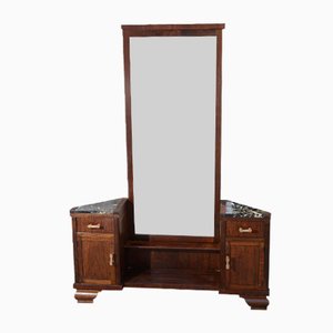Corner Dressing Table with Mirror and Art Deco Marble Top, Italy