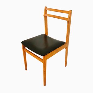 Vintage Model 2087 Wooden Dining Chair with Black Leather by Branko Ursic for Stol Kamnik, 1970s