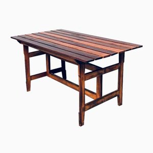 Table de Jardin en Bois Patiné, 1970s