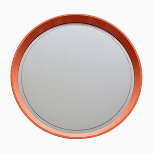 Specchio da parete con illuminazione arancione, anni '70