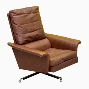 Vintage Leather Swivel Relax Armchair, 1970s