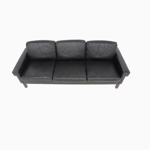 Scandinavian Three-Seater Sofa in Leather, 1960