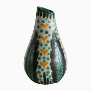 Mid-Century Hand-Painted Vase with Hearts, 1950s